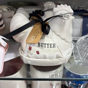 Rae Dunn White Rooster Butter Dish